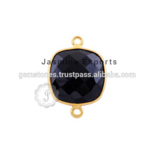 Estações de Bezel Vermeil, Conector de Bezel Onyx Preto, Estações de Bezel de Prata Gemstone